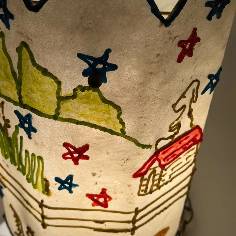 Vintage Folk Art style Hanging Lamp with Snoopy & Red Baron